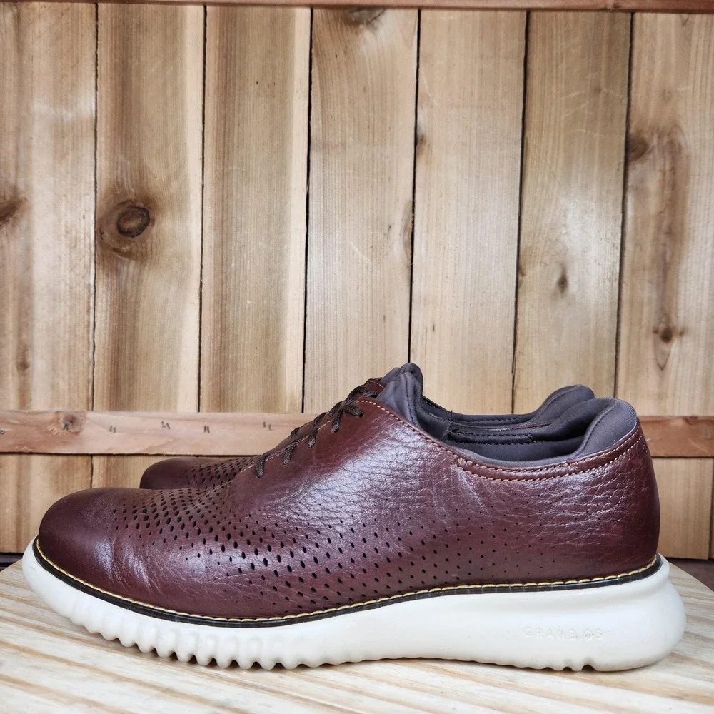 Cole Haan 2.Zerogrand Laser Mens 8.5 Brown Leather Perforated‎ Oxford Casual